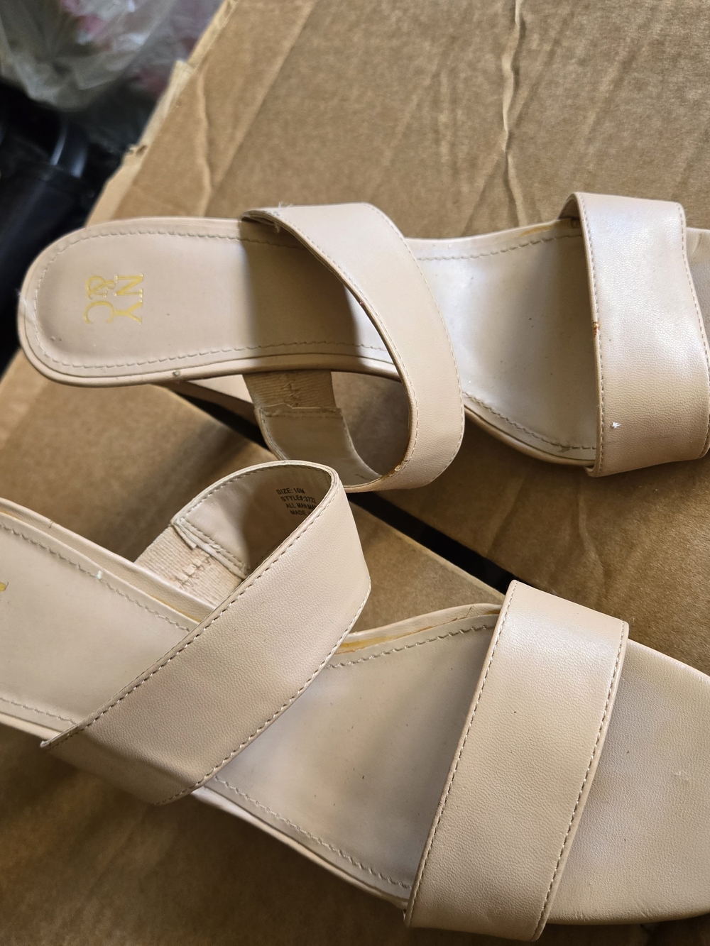 New York & Company Women's Nude Double-Strap Heeled Sandals